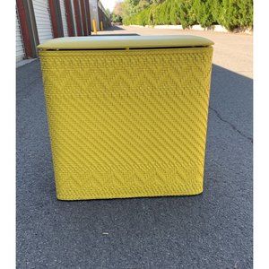 Wicker Hamper Laundry Basket Vintage 26”x28” wide Yellow